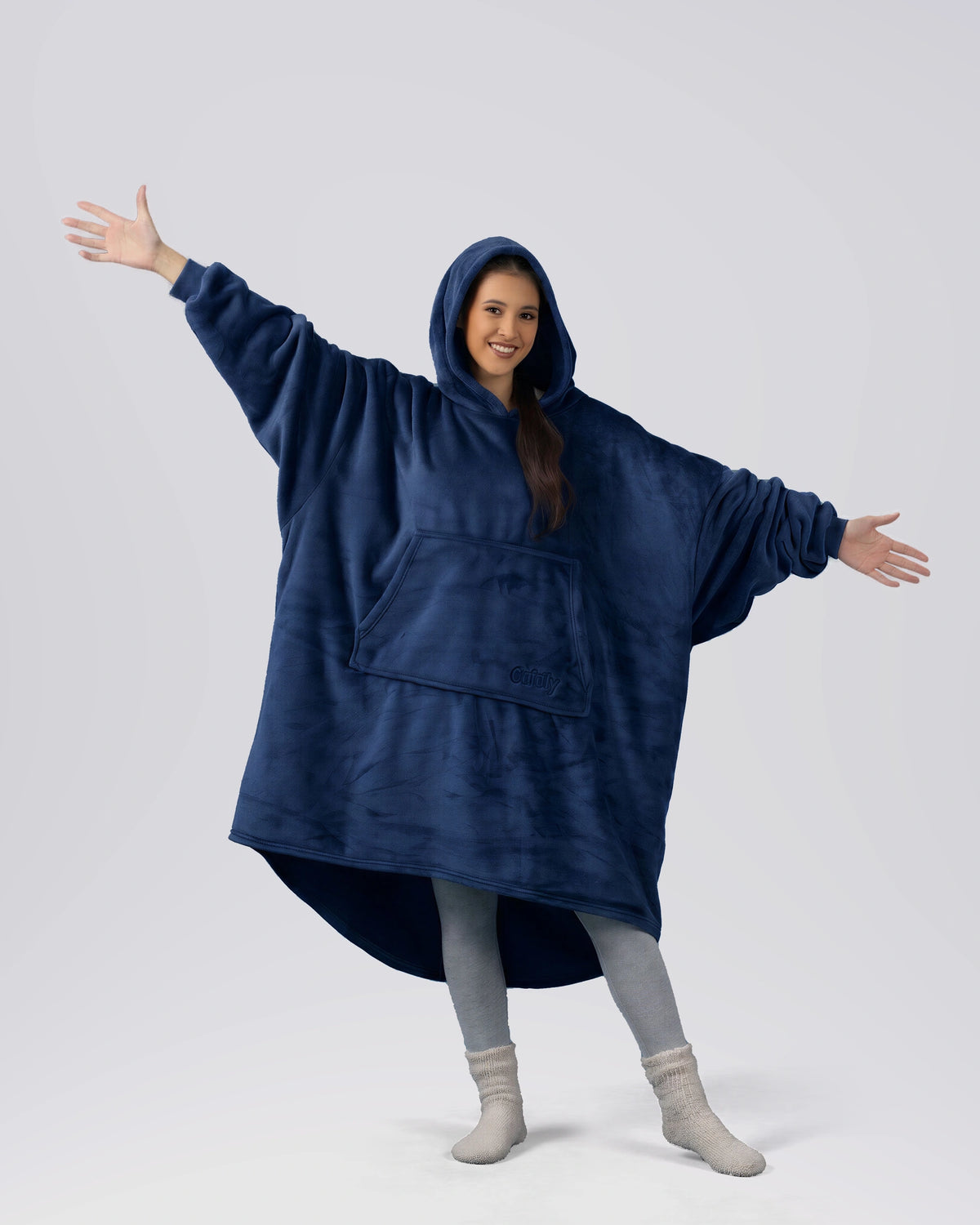 Model wearing The Dream in Blue, full-length hero view.