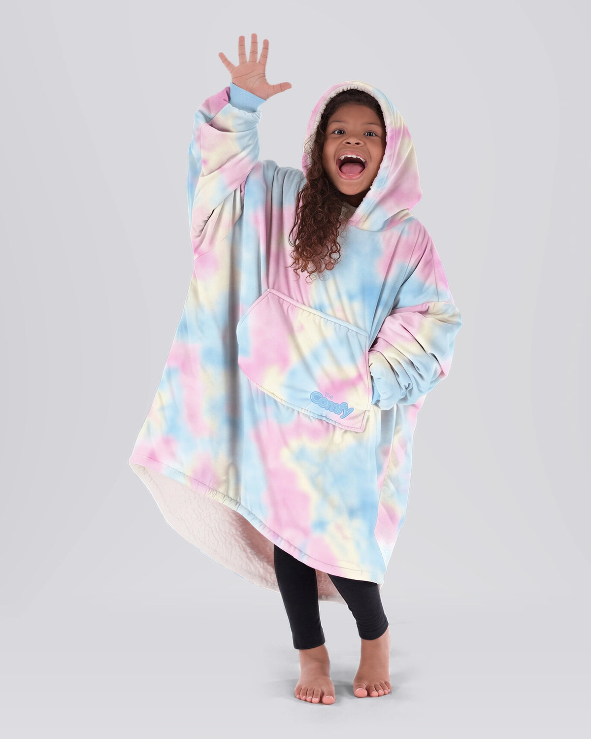 Model wearing The Original Jr. in Cotton Candy Tie Dye, full-length hero view.