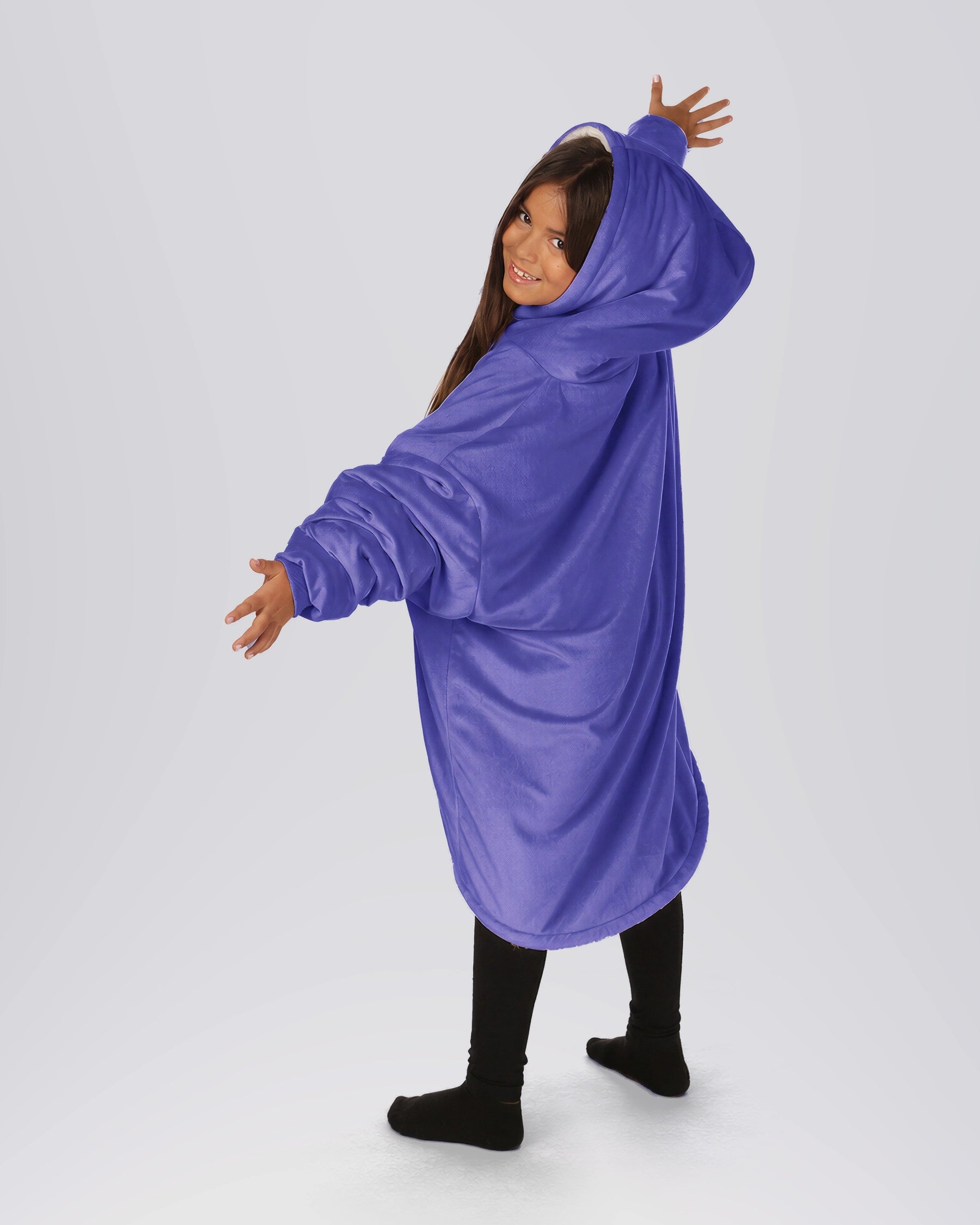 The Original Jr wearable blanket in VeryPeriPurple, back view.