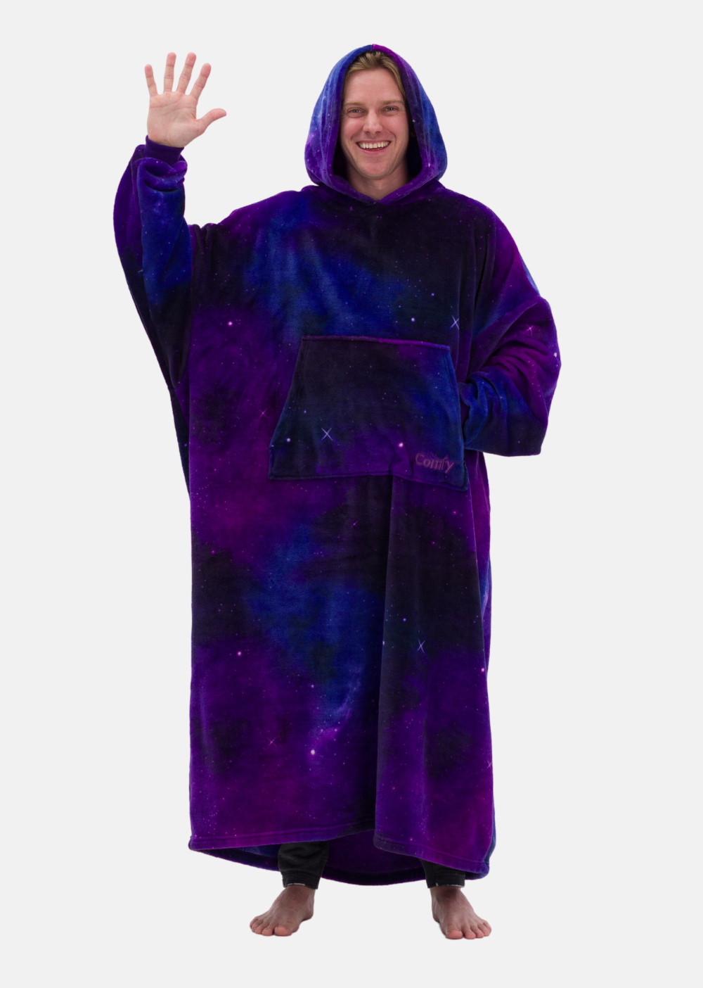 The Comfy Dream Long, Lightweight Floor Lenght Microfiber Fleece Wearable Blanket, One Size Fits All, Galaxy