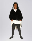 The Original Quarter-Zip wearable blanket in Black, front view showing CloudSherpa™ lining.