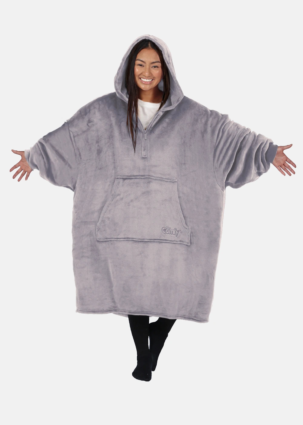 The Comfy Dream Quarter Zip in Gray_1
