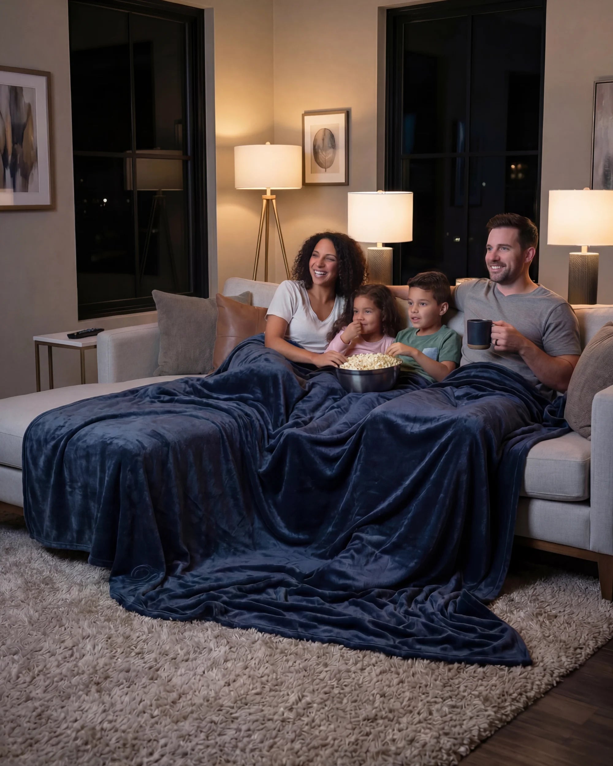 Movie nights feel better when everyone fits under the same blanket. The Big Blanket in Blue delivers oversized comfort for family time, cozy evenings on the couch, and making everyday moments feel a little more connected.