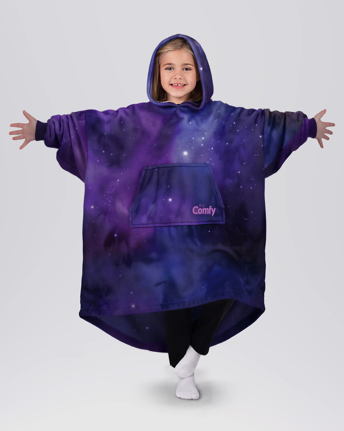 Model wearing The Dream Jr. in Galaxy, full-length hero view.