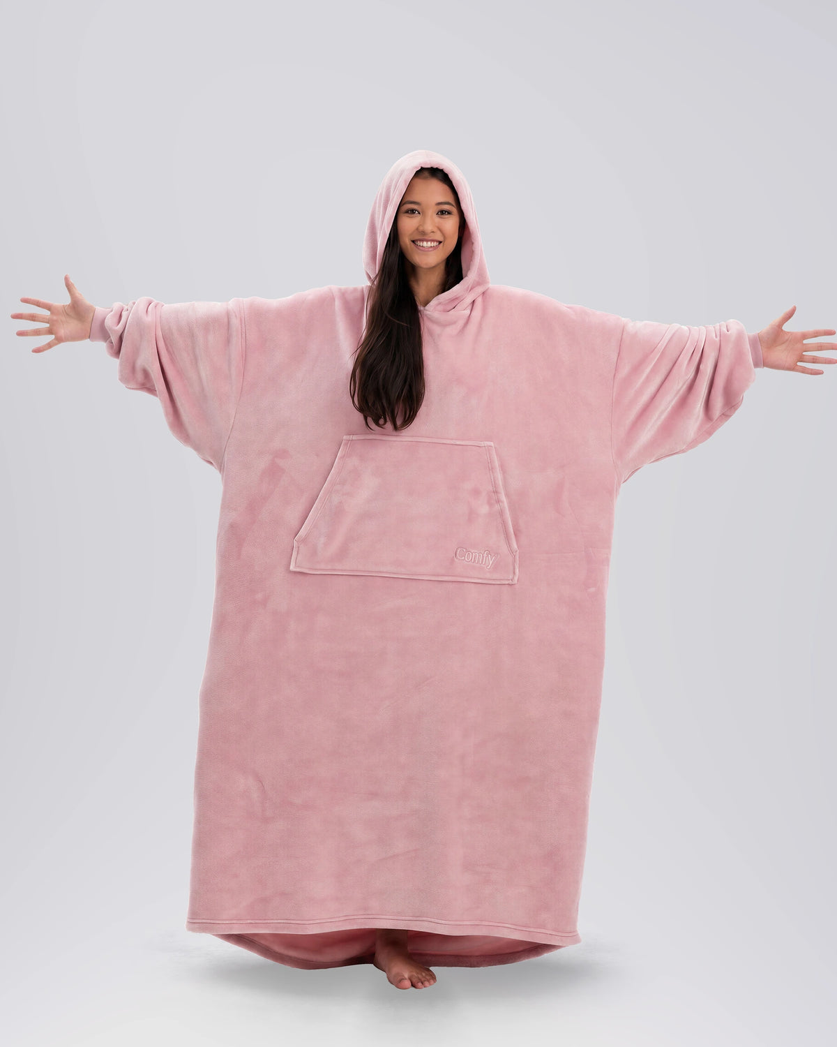 Model wearing The Dream Long in Blush, full-length hero view.