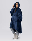 Model wearing The Dream in Blue, front view.
