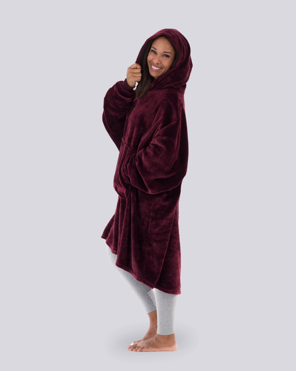Side view of a model wearing The Dream in Burgundy.
