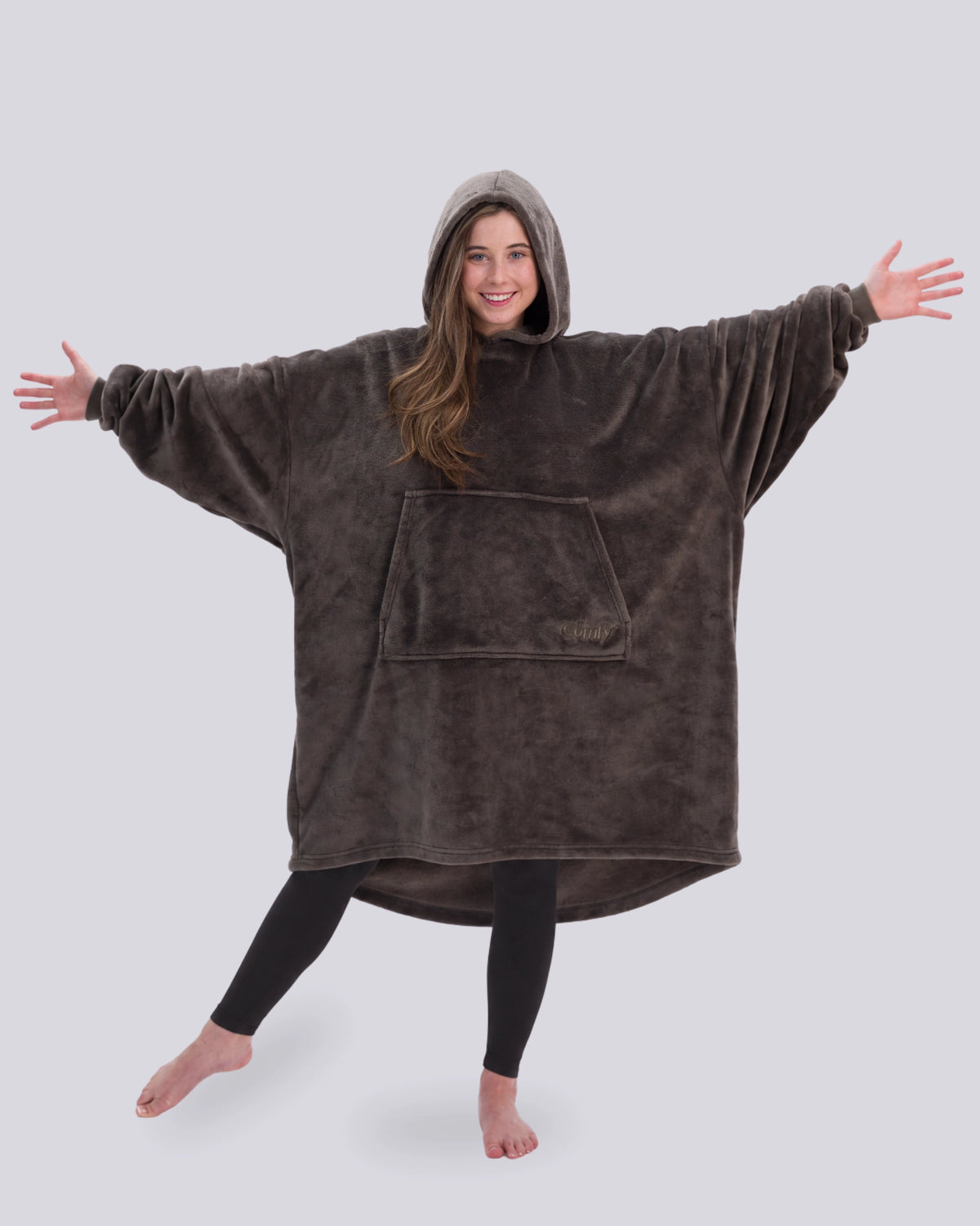 Model wearing The Dream in Dark Gray, full-length hero view.