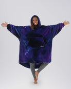 Model wearing The Dream in Galaxy, showing its oversized silhouette, hood, and DreamHaven™ single-layer softness.