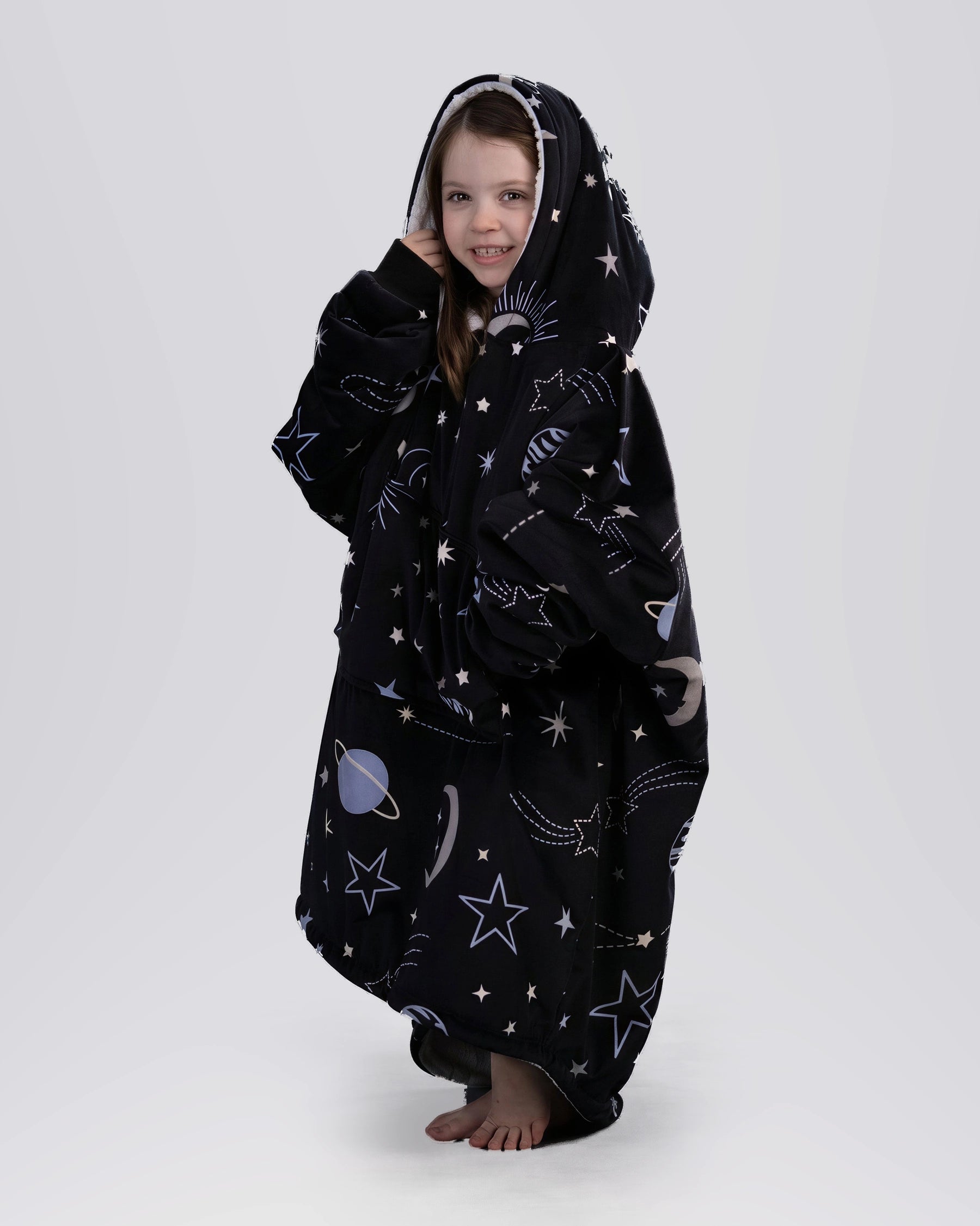 The Original Jr wearable blanket in Constellations, front view.