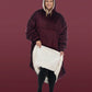 Front view of woman wearing The Comfy Original Long in burgundy, lifting hem to reveal CloudSherpa™ lining.