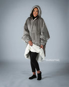 The Original wearable blanket in gray with CloudSherpa™ lining shown front view with full body coverage