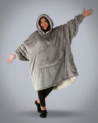 Front view of The Original wearable blanket in gray showing soft CloudSherpa™ lining and oversized comfort