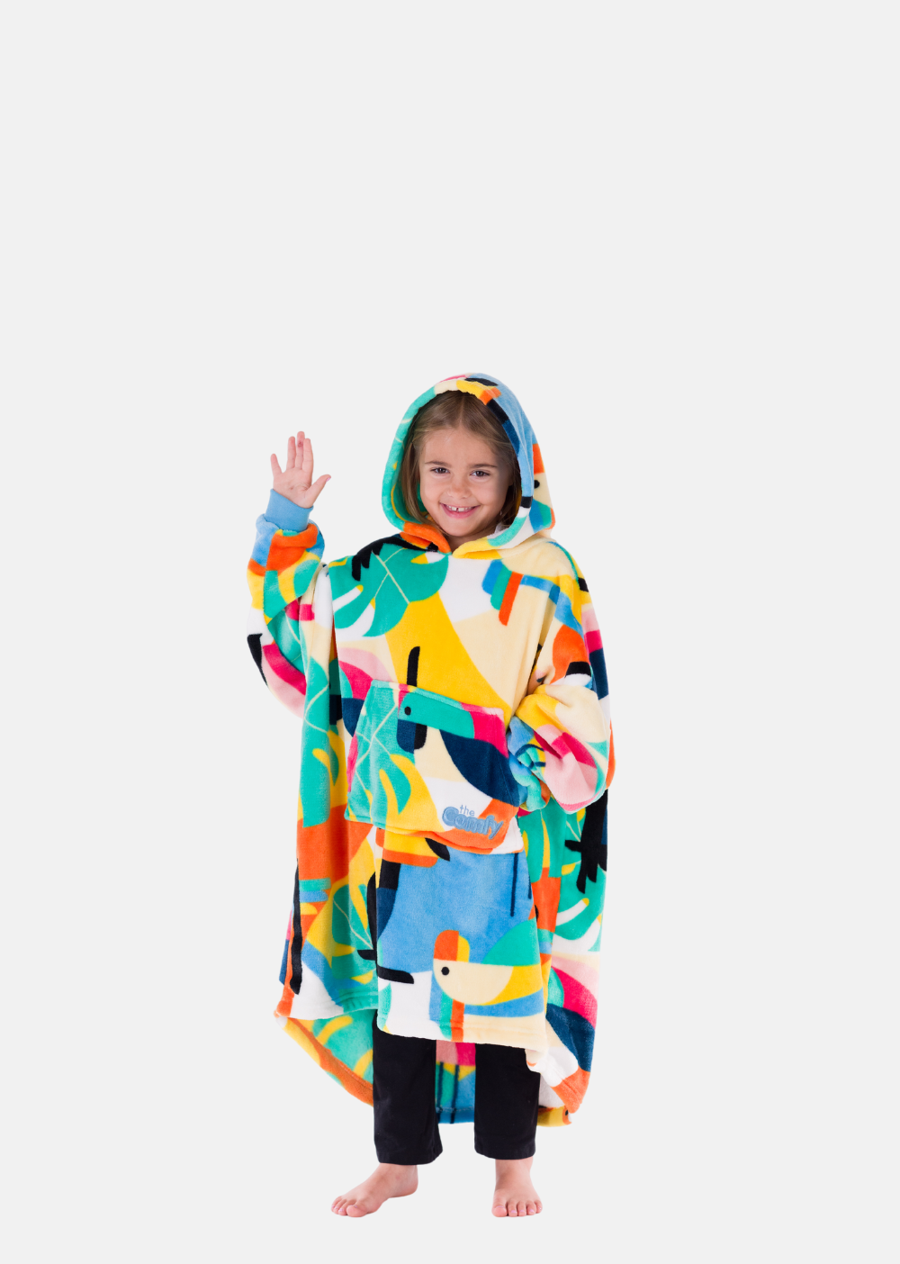 The Comfy Original Jr Oversized Microfiber Wearable Blanket for Kids, Blue