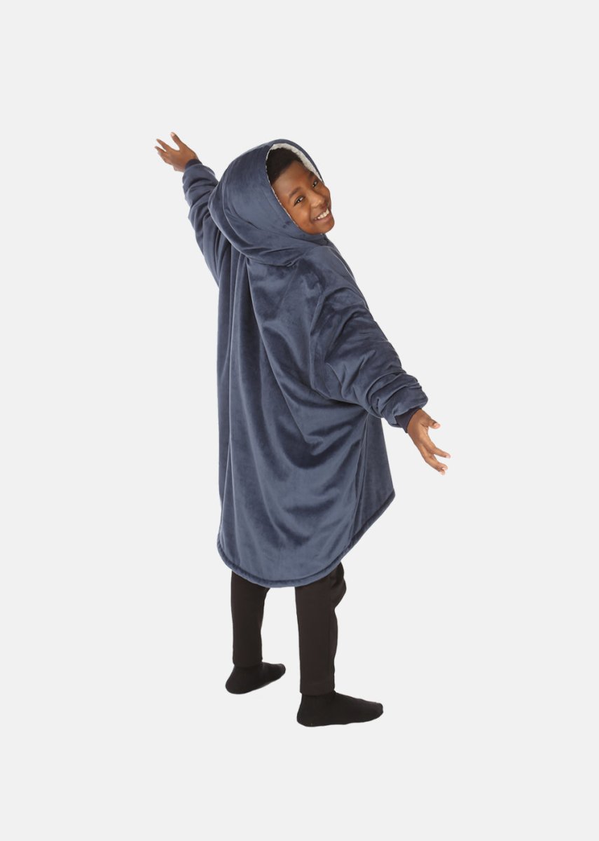 Sherpy For Kids Comfy Hoodie Wearable Blanket Navy Blue
