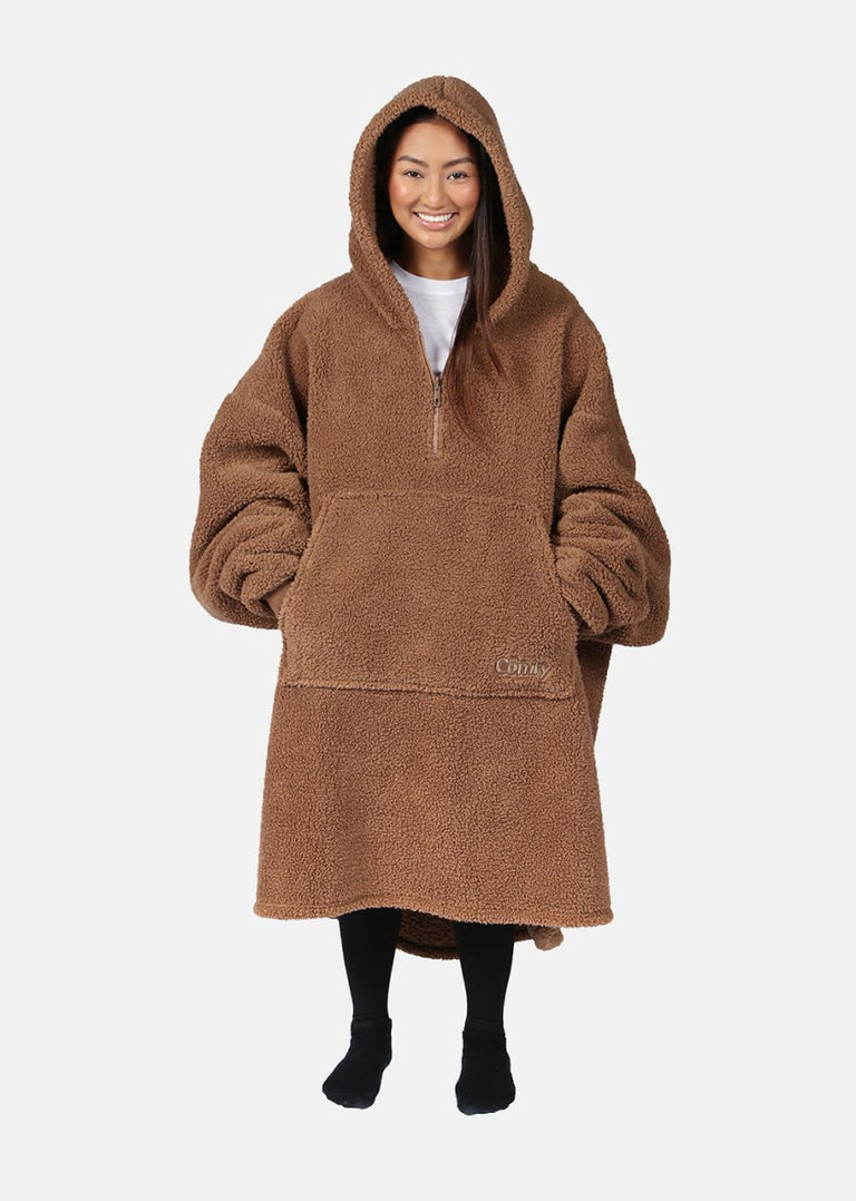 The Comfy Teddy Bear Quarter-Zip - Camel Teddy